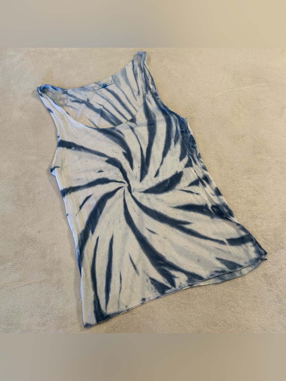 Tempo Paris Blue & White Spiral Tie-Dye Tank Top
